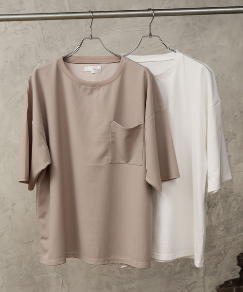 TopIsm（トップイズム）の「アンサンブル　梨地素材ストレッチ ワイドシルエット半袖カットソー（アンサンブル・メンズ・ホワイト/グレー系その他/ブラウン/ベージュ/ブラック・M/L）」の3枚目の写真