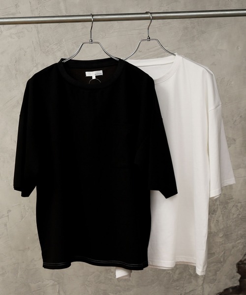 TopIsm（トップイズム）の「アンサンブル　梨地素材ストレッチ ワイドシルエット半袖カットソー（アンサンブル・メンズ・ホワイト/グレー系その他/ブラウン/ベージュ/ブラック・M/L）」の2枚目の写真