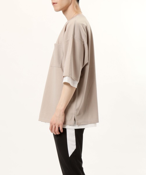 TopIsm（トップイズム）の「アンサンブル　梨地素材ストレッチ ワイドシルエット半袖カットソー（アンサンブル・メンズ・ホワイト/グレー系その他/ブラウン/ベージュ/ブラック・M/L）」の10枚目の写真