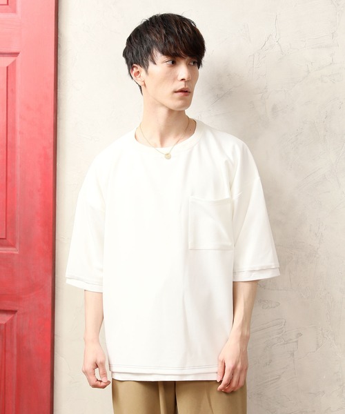 TopIsm（トップイズム）の「アンサンブル　梨地素材ストレッチ ワイドシルエット半袖カットソー（アンサンブル・メンズ・ホワイト/グレー系その他/ブラウン/ベージュ/ブラック・M/L）」の19枚目の写真