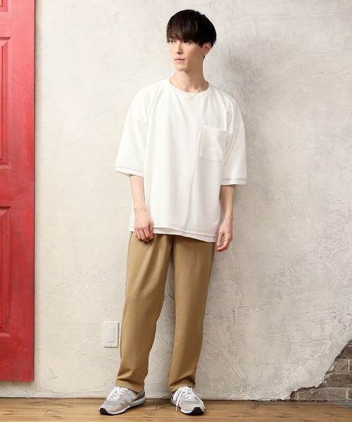 TopIsm（トップイズム）の「アンサンブル　梨地素材ストレッチ ワイドシルエット半袖カットソー（アンサンブル・メンズ・ホワイト/グレー系その他/ブラウン/ベージュ/ブラック・M/L）」の21枚目の写真