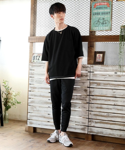 TopIsm（トップイズム）の「アンサンブル　梨地素材ストレッチ ワイドシルエット半袖カットソー（アンサンブル・メンズ・ホワイト/グレー系その他/ブラウン/ベージュ/ブラック・M/L）」の8枚目の写真