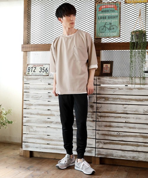 TopIsm（トップイズム）の「アンサンブル　梨地素材ストレッチ ワイドシルエット半袖カットソー（アンサンブル・メンズ・ホワイト/グレー系その他/ブラウン/ベージュ/ブラック・M/L）」の15枚目の写真