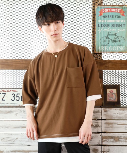 TopIsm（トップイズム）の「アンサンブル　梨地素材ストレッチ ワイドシルエット半袖カットソー（アンサンブル・メンズ・ホワイト/グレー系その他/ブラウン/ベージュ/ブラック・M/L）」の11枚目の写真