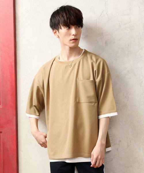 TopIsm（トップイズム）の「アンサンブル　梨地素材ストレッチ ワイドシルエット半袖カットソー（アンサンブル・メンズ・ホワイト/グレー系その他/ブラウン/ベージュ/ブラック・M/L）」の20枚目の写真