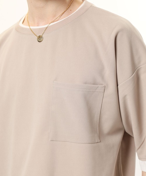 TopIsm（トップイズム）の「アンサンブル　梨地素材ストレッチ ワイドシルエット半袖カットソー（アンサンブル・メンズ・ホワイト/グレー系その他/ブラウン/ベージュ/ブラック・M/L）」の9枚目の写真