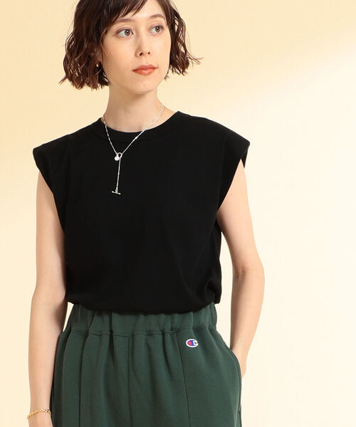 Ray BEAMS(レイビームス)の「Ray BEAMS / ショルダー パッド フレンチ スリーブ Tシャツ(Tシャツ/カットソー・レディース・ホワイト/ブラック/ミント・ONE SIZE)」の9枚目の写真