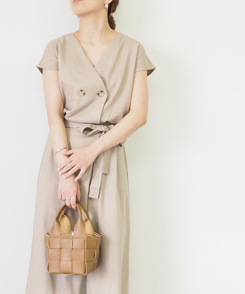 Riberry（リベリー）の「リネンタッチジャンプスーツ（つなぎ/オールインワン・レディース・ブラック/ベージュ/キナリ・MEDIUM）」の16枚目の写真