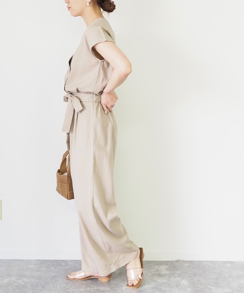 Riberry（リベリー）の「リネンタッチジャンプスーツ（つなぎ/オールインワン・レディース・ブラック/ベージュ/キナリ・MEDIUM）」の19枚目の写真