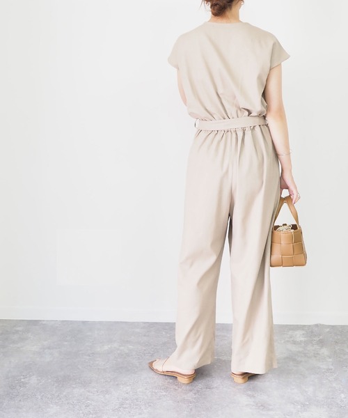 Riberry（リベリー）の「リネンタッチジャンプスーツ（つなぎ/オールインワン・レディース・ブラック/ベージュ/キナリ・MEDIUM）」の9枚目の写真