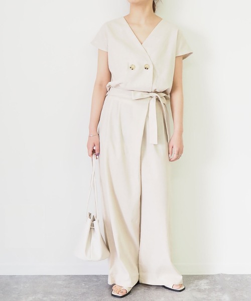 Riberry（リベリー）の「リネンタッチジャンプスーツ（つなぎ/オールインワン・レディース・ブラック/ベージュ/キナリ・MEDIUM）」の20枚目の写真