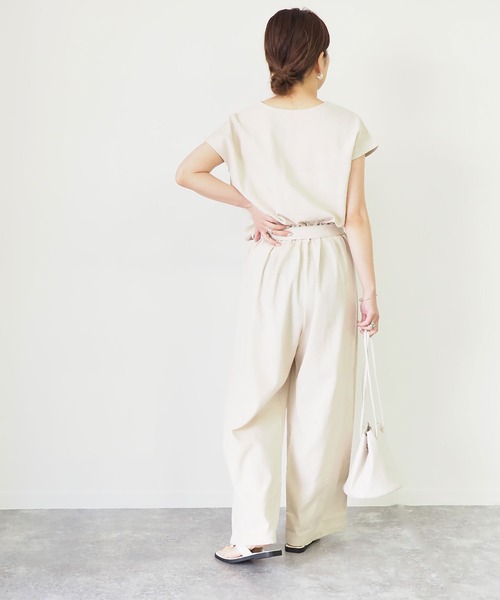 Riberry（リベリー）の「リネンタッチジャンプスーツ（つなぎ/オールインワン・レディース・ブラック/ベージュ/キナリ・MEDIUM）」の10枚目の写真