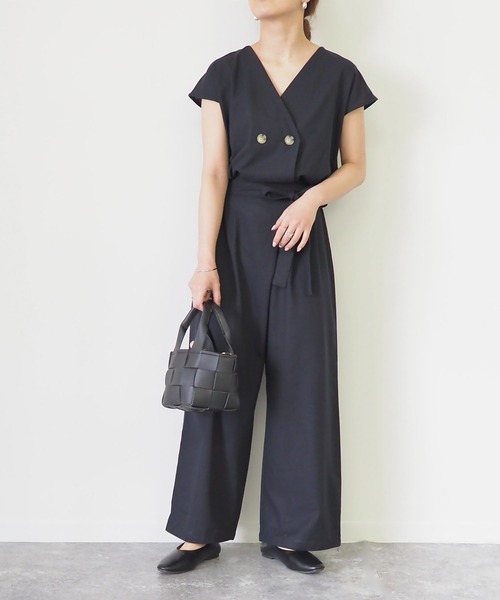 Riberry（リベリー）の「リネンタッチジャンプスーツ（つなぎ/オールインワン・レディース・ブラック/ベージュ/キナリ・MEDIUM）」の21枚目の写真