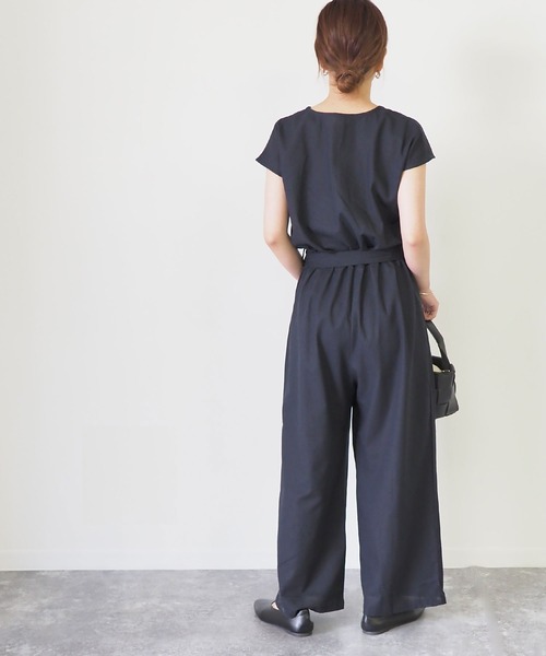 Riberry（リベリー）の「リネンタッチジャンプスーツ（つなぎ/オールインワン・レディース・ブラック/ベージュ/キナリ・MEDIUM）」の18枚目の写真