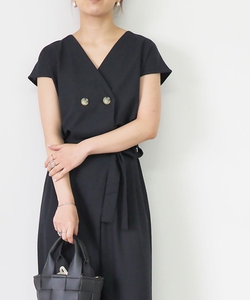 Riberry（リベリー）の「リネンタッチジャンプスーツ（つなぎ/オールインワン・レディース・ブラック/ベージュ/キナリ・MEDIUM）」の14枚目の写真