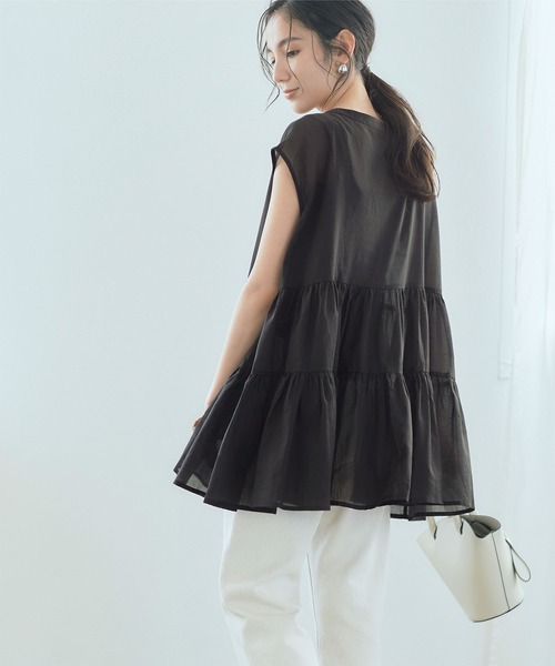 titivate（ティティベイト）の「ｼｱｰﾃｨｱｰﾄﾞﾌﾚﾝﾁｽﾘｰﾌﾞﾌﾞﾗｳｽ（シャツ/ブラウス・レディース・オフホワイト/ベージュ/ピンク/ブラック・FREE）」の2枚目の写真