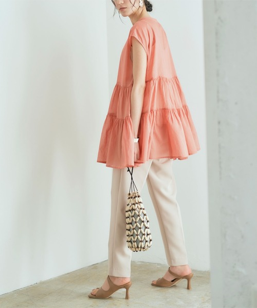 titivate（ティティベイト）の「ｼｱｰﾃｨｱｰﾄﾞﾌﾚﾝﾁｽﾘｰﾌﾞﾌﾞﾗｳｽ（シャツ/ブラウス・レディース・オフホワイト/ベージュ/ピンク/ブラック・FREE）」の5枚目の写真