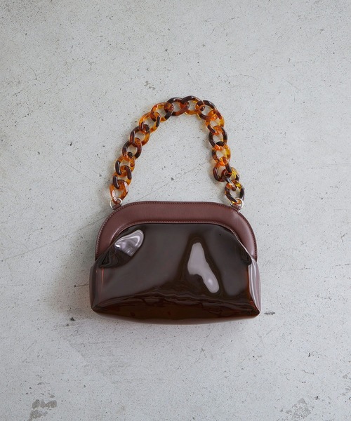 TOPKAPI EFOLE（トプカピエフォル）の「PVC がま口 樹脂チェーン ミニバッグ（ハンドバッグ・レディース・ブラック/ダークブラウン・FREE）」の11枚目の写真