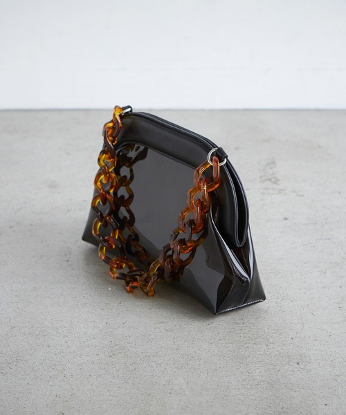 TOPKAPI EFOLE（トプカピエフォル）の「PVC がま口 樹脂チェーン ミニバッグ（ハンドバッグ・レディース・ブラック/ダークブラウン・FREE）」の14枚目の写真