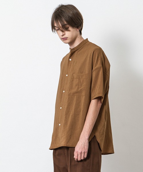 SLICK(スリック)の「リフラックスボイルドロップショルダーバンドカラーシャツ(シャツ/ブラウス・メンズ・ライトグレー/ネイビー/ブラウン・1/2/3)」の12枚目の写真