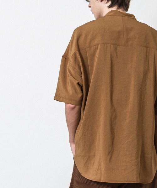 SLICK(スリック)の「リフラックスボイルドロップショルダーバンドカラーシャツ(シャツ/ブラウス・メンズ・ライトグレー/ネイビー/ブラウン・1/2/3)」の15枚目の写真