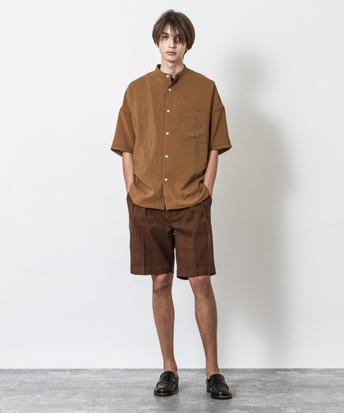 SLICK(スリック)の「リフラックスボイルドロップショルダーバンドカラーシャツ(シャツ/ブラウス・メンズ・ライトグレー/ネイビー/ブラウン・1/2/3)」の16枚目の写真