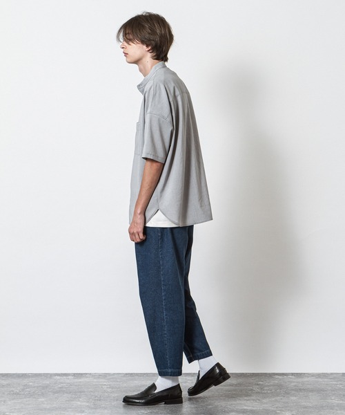 SLICK(スリック)の「リフラックスボイルドロップショルダーバンドカラーシャツ(シャツ/ブラウス・メンズ・ライトグレー/ネイビー/ブラウン・1/2/3)」の10枚目の写真