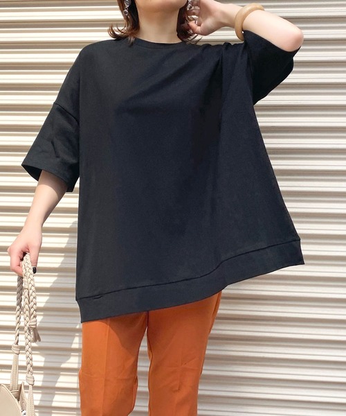 HER CLOSET(ハークローゼット)の「【HERCLOSET】7オンスヘビーウェイトコットンビッグシルエットTシャツ(Tシャツ/カットソー・レディース・ホワイト/ブラック/チャコールグレー/ベージュ/ブルー/パープル・M)」の1枚目の写真