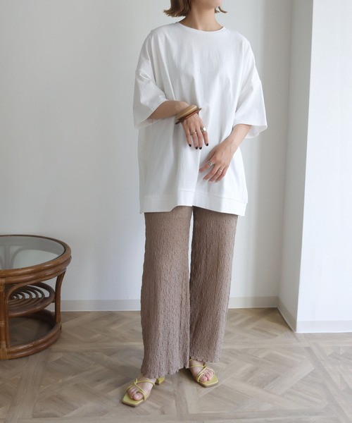 HER CLOSET(ハークローゼット)の「【HERCLOSET】7オンスヘビーウェイトコットンビッグシルエットTシャツ(Tシャツ/カットソー・レディース・ホワイト/ブラック/チャコールグレー/ベージュ/ブルー/パープル・M)」の11枚目の写真