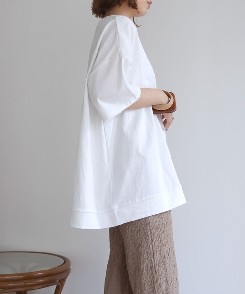 HER CLOSET(ハークローゼット)の「【HERCLOSET】7オンスヘビーウェイトコットンビッグシルエットTシャツ(Tシャツ/カットソー・レディース・ホワイト/ブラック/チャコールグレー/ベージュ/ブルー/パープル・M)」の8枚目の写真