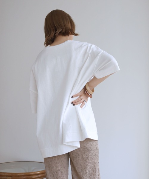 HER CLOSET(ハークローゼット)の「【HERCLOSET】7オンスヘビーウェイトコットンビッグシルエットTシャツ(Tシャツ/カットソー・レディース・ホワイト/ブラック/チャコールグレー/ベージュ/ブルー/パープル・M)」の9枚目の写真