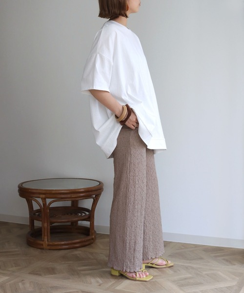 HER CLOSET(ハークローゼット)の「【HERCLOSET】7オンスヘビーウェイトコットンビッグシルエットTシャツ(Tシャツ/カットソー・レディース・ホワイト/ブラック/チャコールグレー/ベージュ/ブルー/パープル・M)」の10枚目の写真