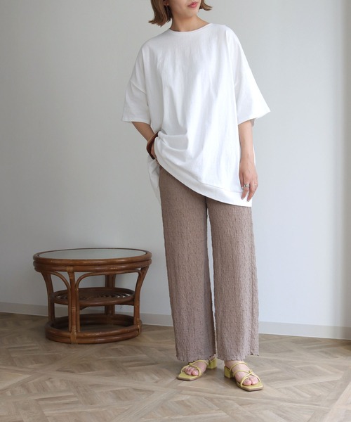 HER CLOSET(ハークローゼット)の「【HERCLOSET】7オンスヘビーウェイトコットンビッグシルエットTシャツ(Tシャツ/カットソー・レディース・ホワイト/ブラック/チャコールグレー/ベージュ/ブルー/パープル・M)」の7枚目の写真