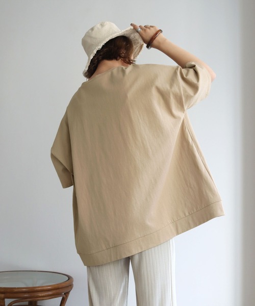 HER CLOSET(ハークローゼット)の「【HERCLOSET】7オンスヘビーウェイトコットンビッグシルエットTシャツ(Tシャツ/カットソー・レディース・ホワイト/ブラック/チャコールグレー/ベージュ/ブルー/パープル・M)」の17枚目の写真