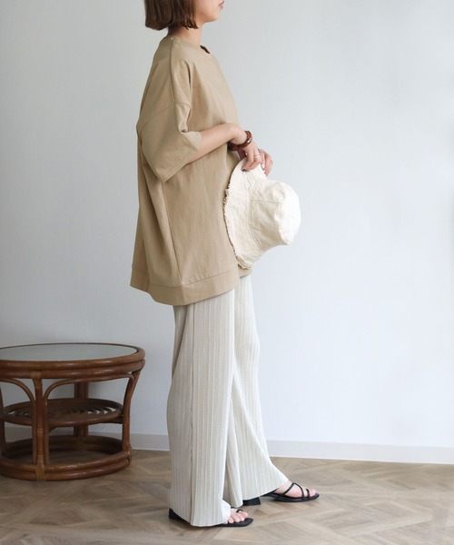 HER CLOSET(ハークローゼット)の「【HERCLOSET】7オンスヘビーウェイトコットンビッグシルエットTシャツ(Tシャツ/カットソー・レディース・ホワイト/ブラック/チャコールグレー/ベージュ/ブルー/パープル・M)」の18枚目の写真