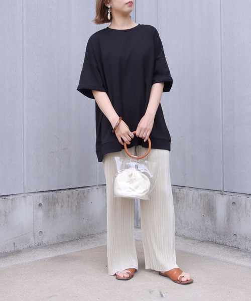 HER CLOSET(ハークローゼット)の「【HERCLOSET】7オンスヘビーウェイトコットンビッグシルエットTシャツ(Tシャツ/カットソー・レディース・ホワイト/ブラック/チャコールグレー/ベージュ/ブルー/パープル・M)」の12枚目の写真