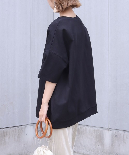 HER CLOSET(ハークローゼット)の「【HERCLOSET】7オンスヘビーウェイトコットンビッグシルエットTシャツ(Tシャツ/カットソー・レディース・ホワイト/ブラック/チャコールグレー/ベージュ/ブルー/パープル・M)」の13枚目の写真