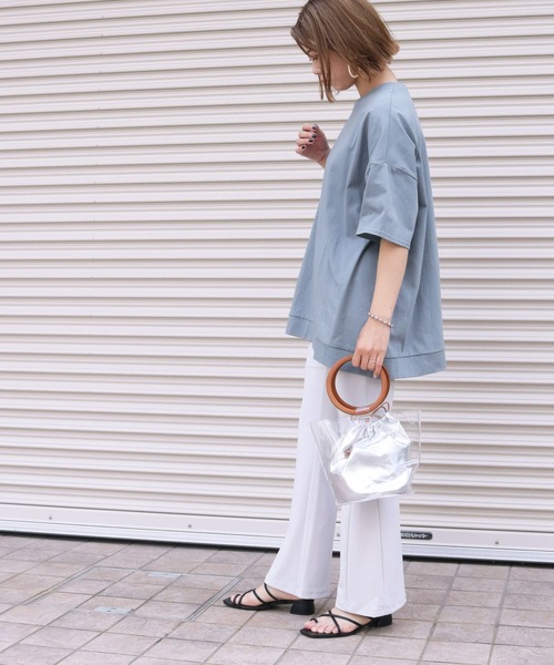 HER CLOSET(ハークローゼット)の「【HERCLOSET】7オンスヘビーウェイトコットンビッグシルエットTシャツ(Tシャツ/カットソー・レディース・ホワイト/ブラック/チャコールグレー/ベージュ/ブルー/パープル・M)」の20枚目の写真