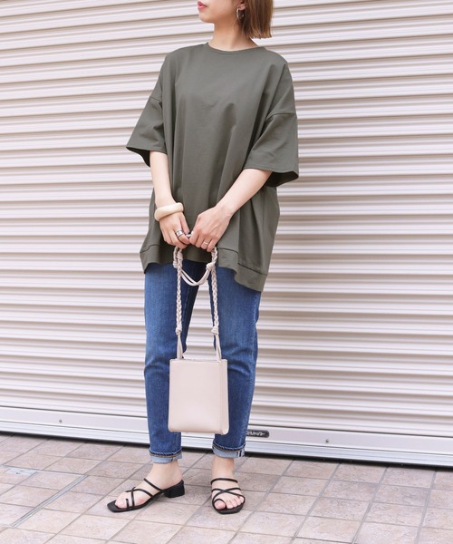 HER CLOSET(ハークローゼット)の「【HERCLOSET】7オンスヘビーウェイトコットンビッグシルエットTシャツ(Tシャツ/カットソー・レディース・ホワイト/ブラック/チャコールグレー/ベージュ/ブルー/パープル・M)」の16枚目の写真