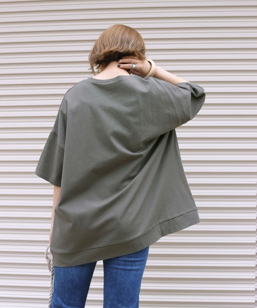 HER CLOSET(ハークローゼット)の「【HERCLOSET】7オンスヘビーウェイトコットンビッグシルエットTシャツ(Tシャツ/カットソー・レディース・ホワイト/ブラック/チャコールグレー/ベージュ/ブルー/パープル・M)」の20枚目の写真