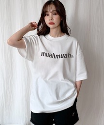 A'GEM/9 × .kom『muah muah/ムーアムーア』LOWER PRINTING HALF T-SHIRT/ロアープリント 半袖Tシャツ