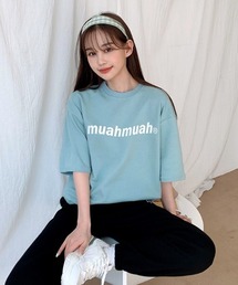 A'GEM/9 × .kom『muah muah/ムーアムーア』LOWER PRINTING HALF T-SHIRT/ロアープリント 半袖Tシャツ