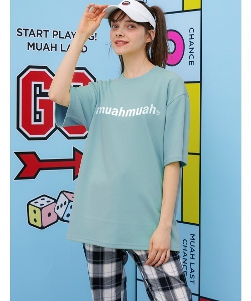 muahmuah(ムーアムーア)の「A'GEM/9 × .kom『muah muah/ムーアムーア』LOWER PRINTING HALF T-SHIRT/ロアープリント 半袖Tシャツ(Tシャツ/カットソー・レディース・ブラック/ライトパープル/ネイビー/ホワイト/イエロー/ライトグリーン・FREE)」の14枚目の写真
