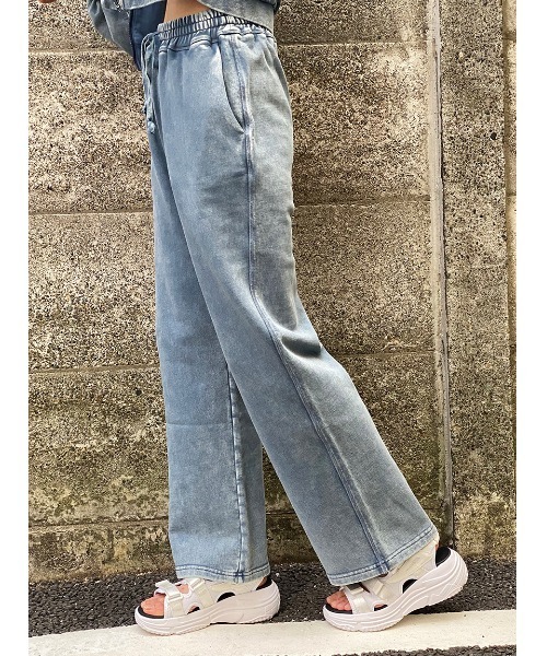 one way（ワンウェイ）の「【oneway Jeans】硫化染めパンツ（スウェットパンツ・レディース・ライトグレー/ライトブルー/ブラック/ベージュ・FREE）」の4枚目の写真