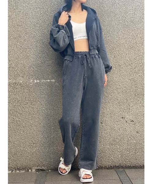 one way（ワンウェイ）の「【oneway Jeans】硫化染めパンツ（スウェットパンツ・レディース・ライトグレー/ライトブルー/ブラック/ベージュ・FREE）」の8枚目の写真