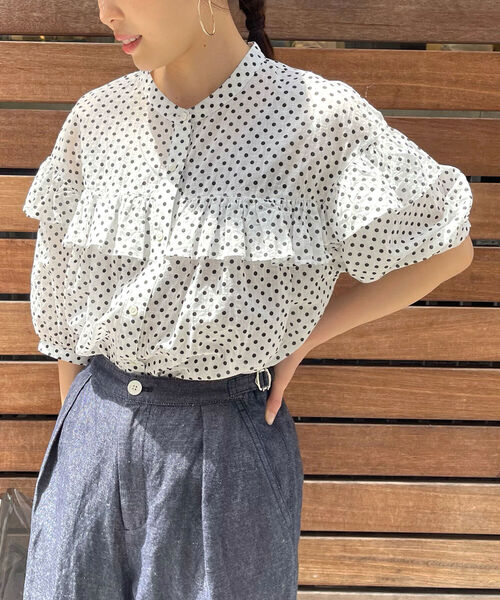 fredy emue（フレディエミュ）の「フリル切替6分袖ブラウス（シャツ/ブラウス・レディース・ブラック/オフホワイト/ホワイト系その他4・38）」の11枚目の写真