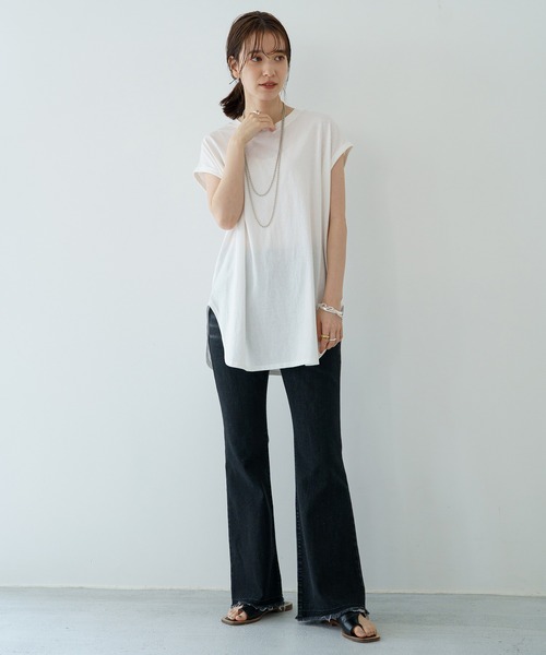 LOUNGEDRESS（ラウンジドレス）の「フレンチロゴT（Tシャツ/カットソー・レディース・オフホワイト/ブラック・FREE）」の7枚目の写真