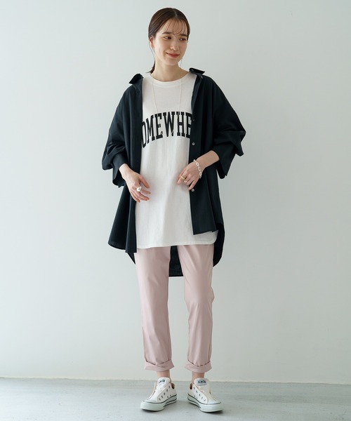 LOUNGEDRESS（ラウンジドレス）の「フレンチロゴT（Tシャツ/カットソー・レディース・オフホワイト/ブラック・FREE）」の5枚目の写真