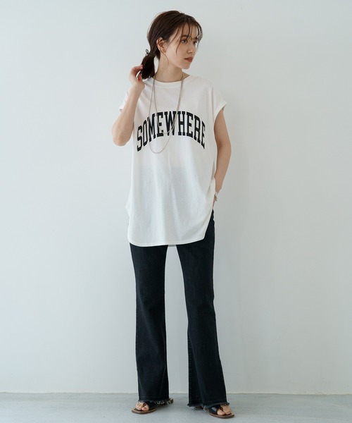 LOUNGEDRESS（ラウンジドレス）の「フレンチロゴT（Tシャツ/カットソー・レディース・オフホワイト/ブラック・FREE）」の16枚目の写真