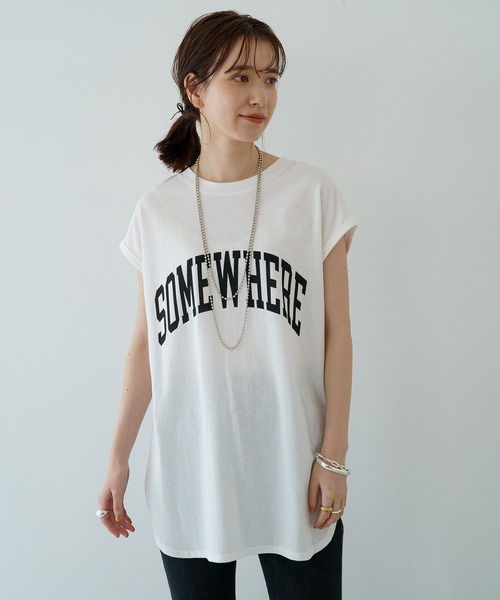 LOUNGEDRESS（ラウンジドレス）の「フレンチロゴT（Tシャツ/カットソー・レディース・オフホワイト/ブラック・FREE）」の10枚目の写真